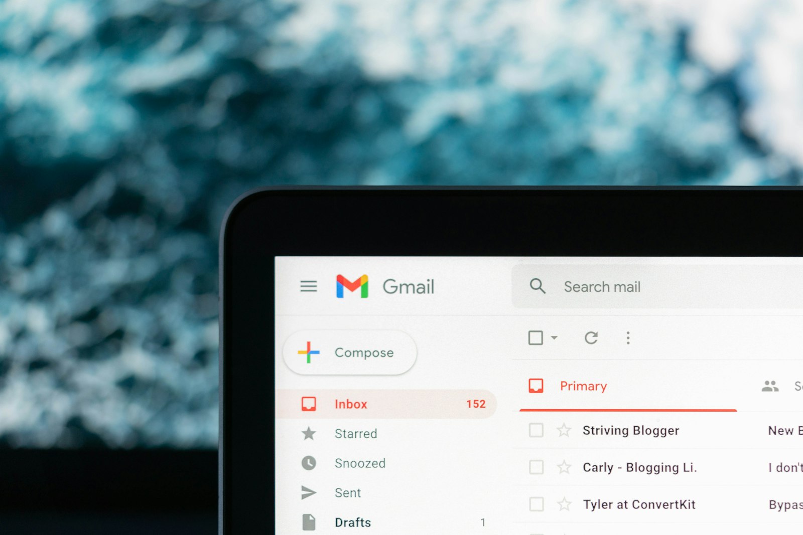 Gmail inbox open on a laptop screen