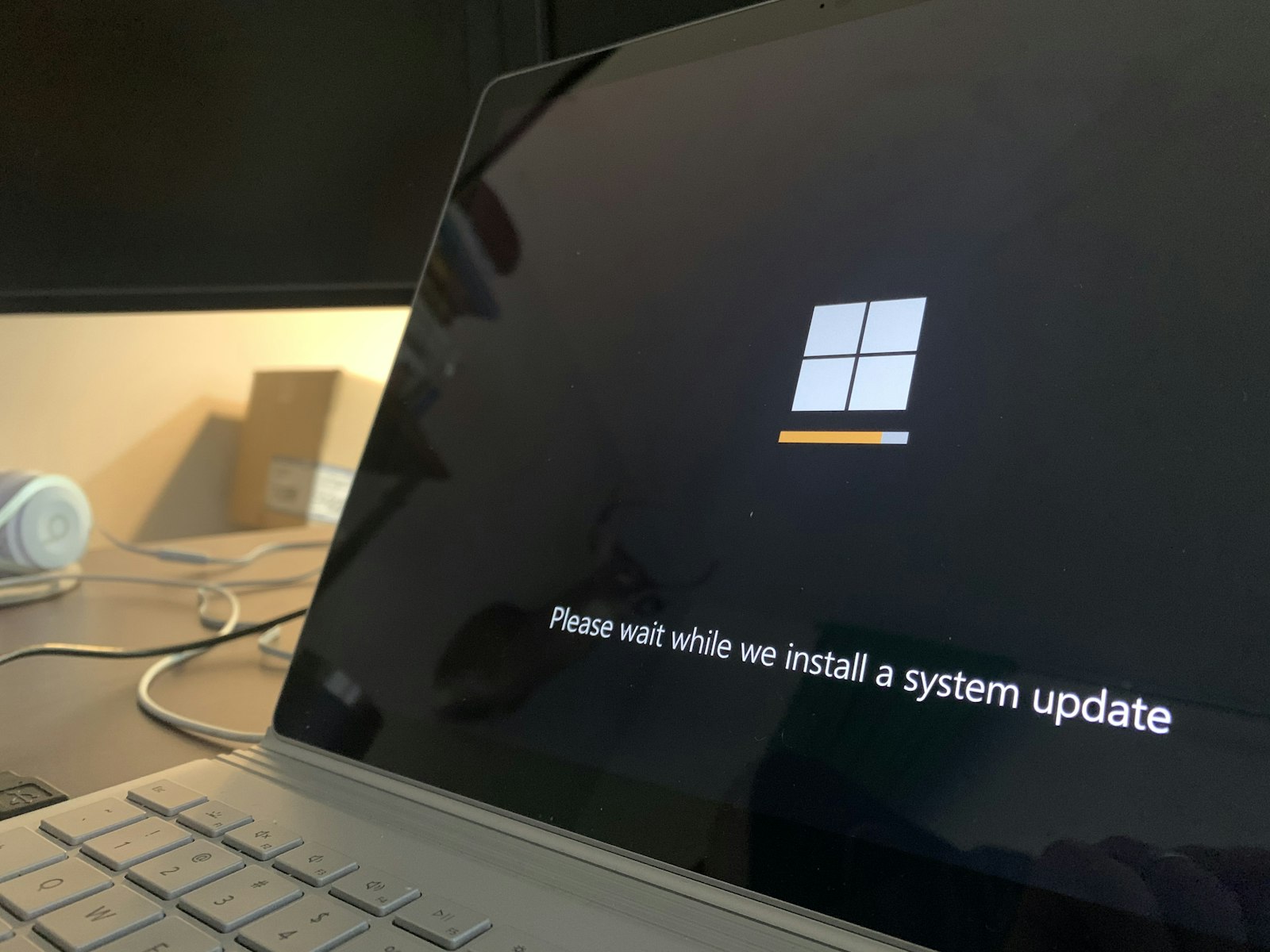 Windows laptop showing an update screen